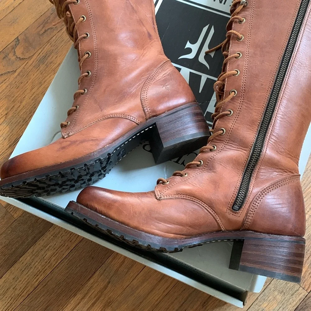 FRYE Campus Lug Lace Leather Knee-High Boots - Picture 4 of 16